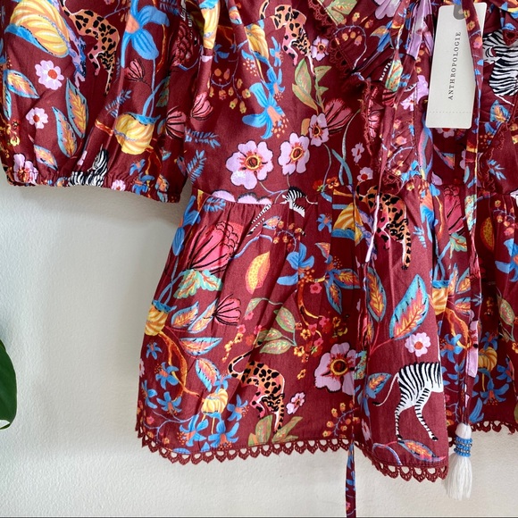 NWT MAEVE by Anthropologie Novelty Print Top Medium - Picture 5 of 10